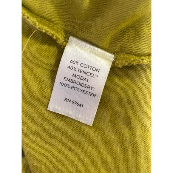 J Jill T-Shirt Womens Size L Green Embroidered Long Sleeve V-Neck Blouse Peasant - Picture 5 of 7